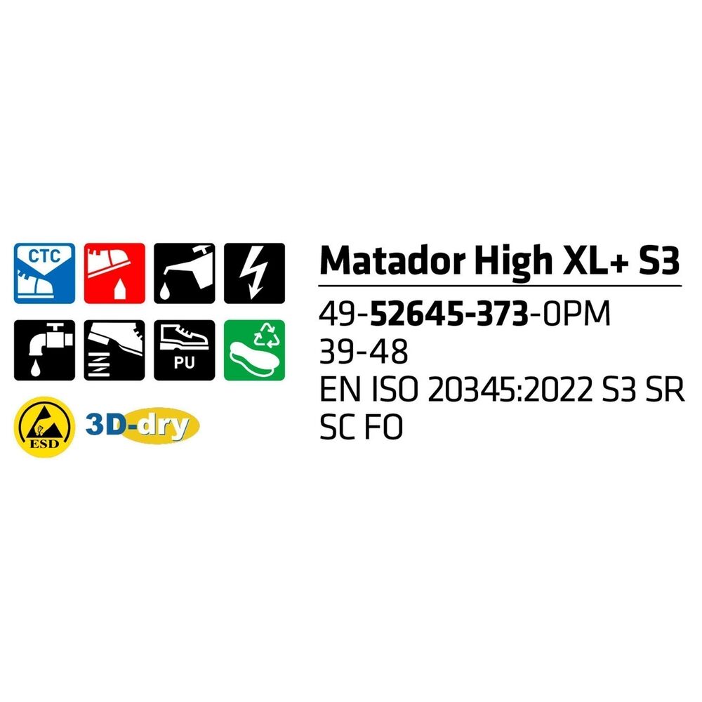 Turvajalkine Sievi Matador High+ / High XL+ S3 47 | STARK verkkokauppa